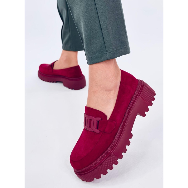 Leena Bordeux Plateau-Loafer mit Schnalle rot 1