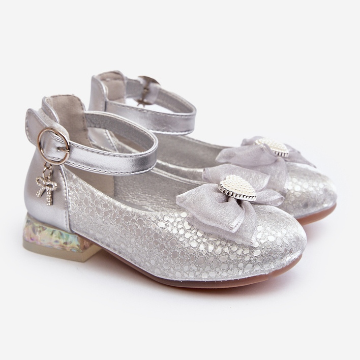 Kinder-Ballerinas mit silberner Schleife Nanthea silber- 1