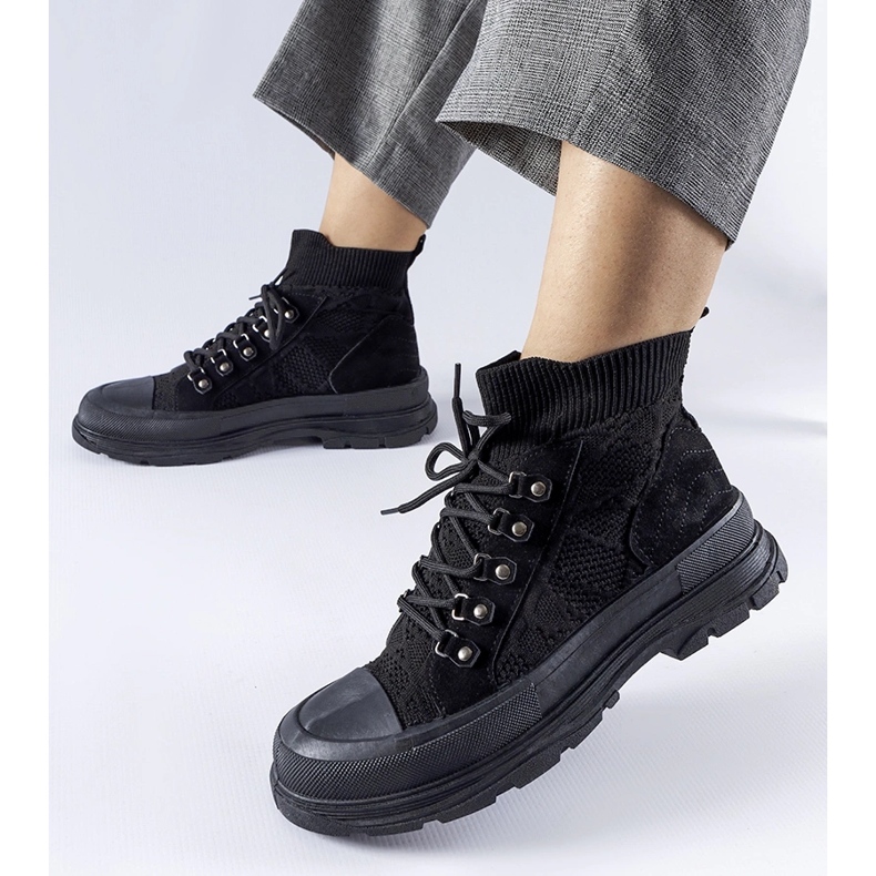 Schwarze High-Top-Sneakers aus Casalma-Stoff 1