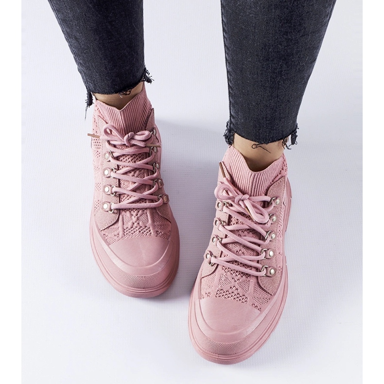 Rosa Casalma High-Top-Sneaker aus Stoff 1