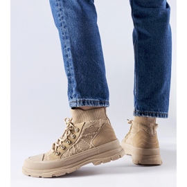 Beigefarbene High-Top-Sneaker aus Stoff von Casalma 1