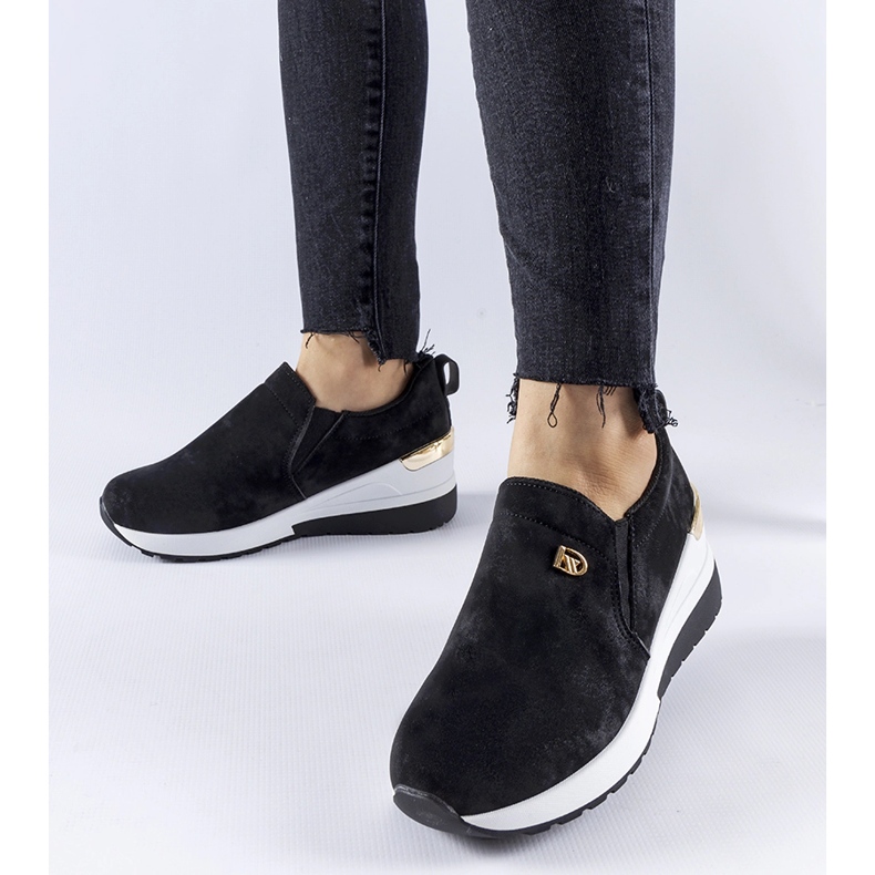 Schwarze Vitale-Slip-On-Sneaker mit Keilabsatz 1