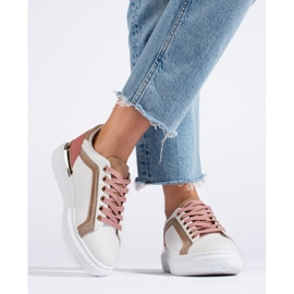 Weiße Damensneaker Shelovet mit Glitzer beige 2