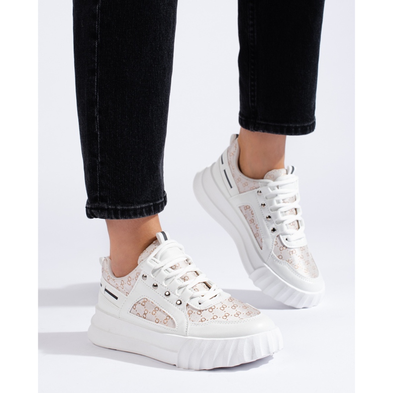Weiße Damen-Sportschuhe mit dicker Sohle 2