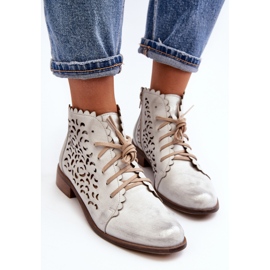 Zazoo 2871 Damen-Stiefeletten mit durchbrochener Schnürung, Silber 1