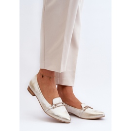 Zazoo 2885 Ballerinas aus Leder mit Gold- und Weißverzierung golden 2