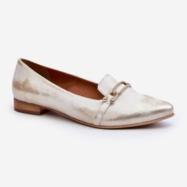 Zazoo 2885 Ballerinas aus Leder mit Gold- und Weißverzierung golden 1