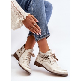 Zazoo 2878 Niedrige, durchbrochene Leder-Stiefeletten für Damen, Silber 1