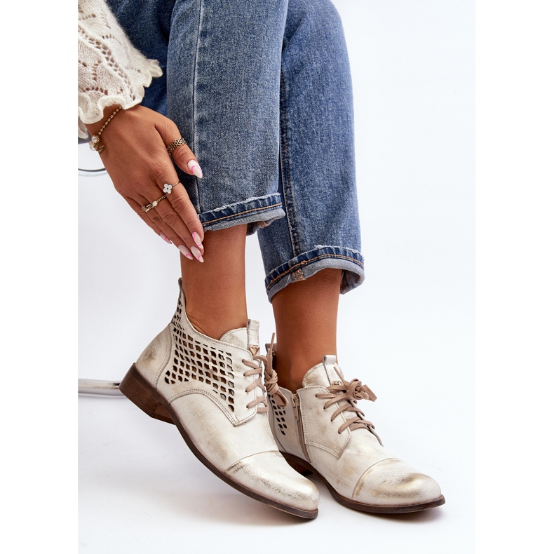 Zazoo 2878 Niedrige, durchbrochene Leder-Stiefeletten für Damen, Silber silber- 2