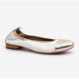 Zazoo 2890 Lederballerinas Weiß und Gold 2
