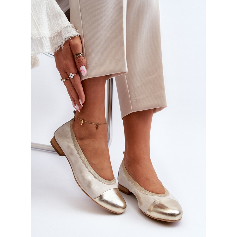 Zazoo 2890 Ballerinas aus goldfarbenem Gummileder golden 2