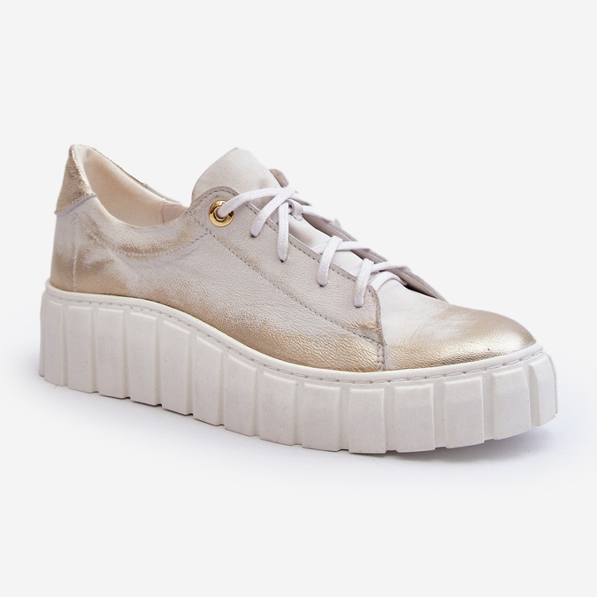 Zazoo 2919 Damen-Lederschuhe mit dicker Sohle, Gold golden 1