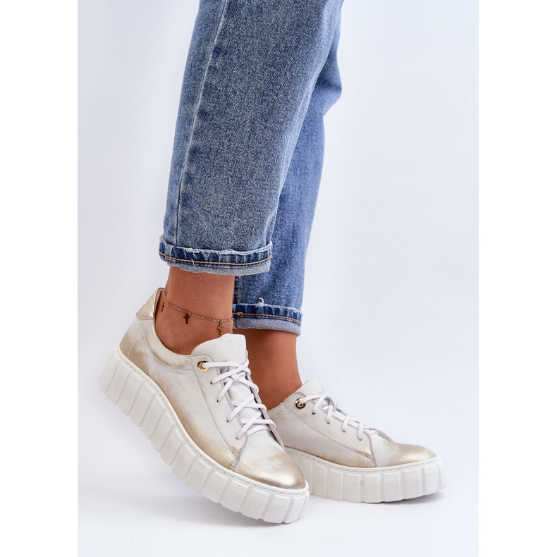 Zazoo 2919 Damen-Lederschuhe mit dicker Sohle, Gold golden 2