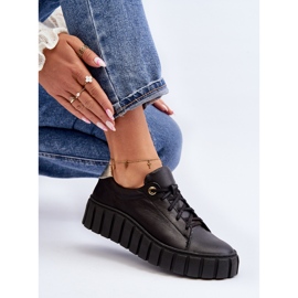 Zazoo 2919 Damen-Lederschuhe mit dicker Sohle, Schwarz 1