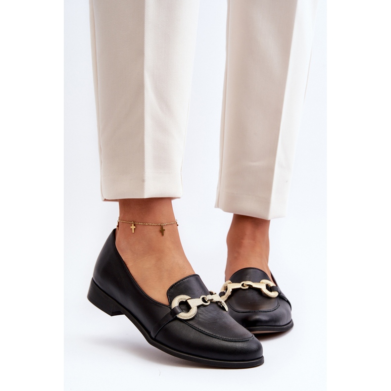 Zazoo 2880 Damen-Ledermokassins mit Verzierung, Schwarz 1