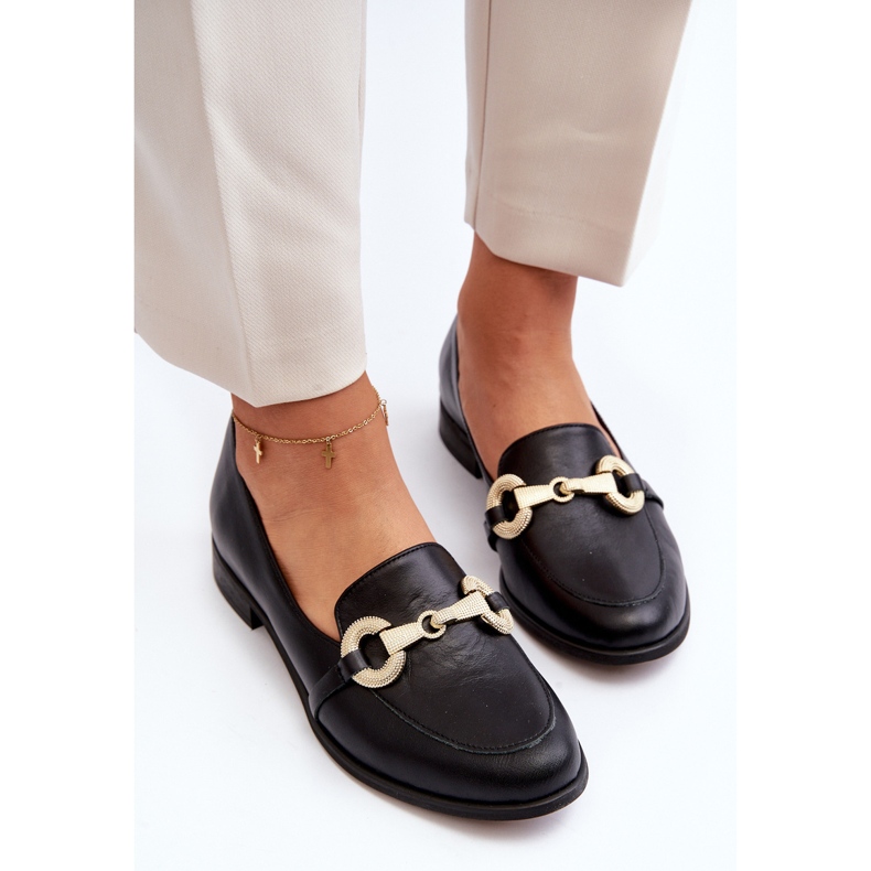 Zazoo 2880 Damen-Ledermokassins mit Verzierung, Schwarz 2