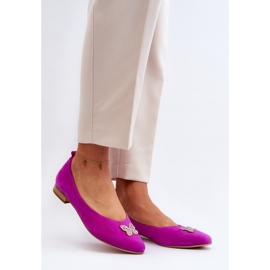 Zazoo 2887 Ballerinas aus Wildleder mit dekorativem Schmetterling in Fuchsia rosa 2