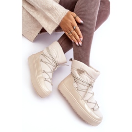 Seastar Damen-Plateau-Schneestiefel mit Schnürung, Beige 3