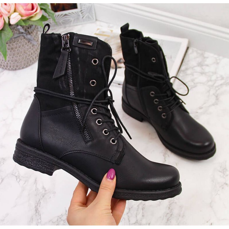 Jezzi W JEZ254A Schnür- und Reißverschlusstasche, schwarz 1