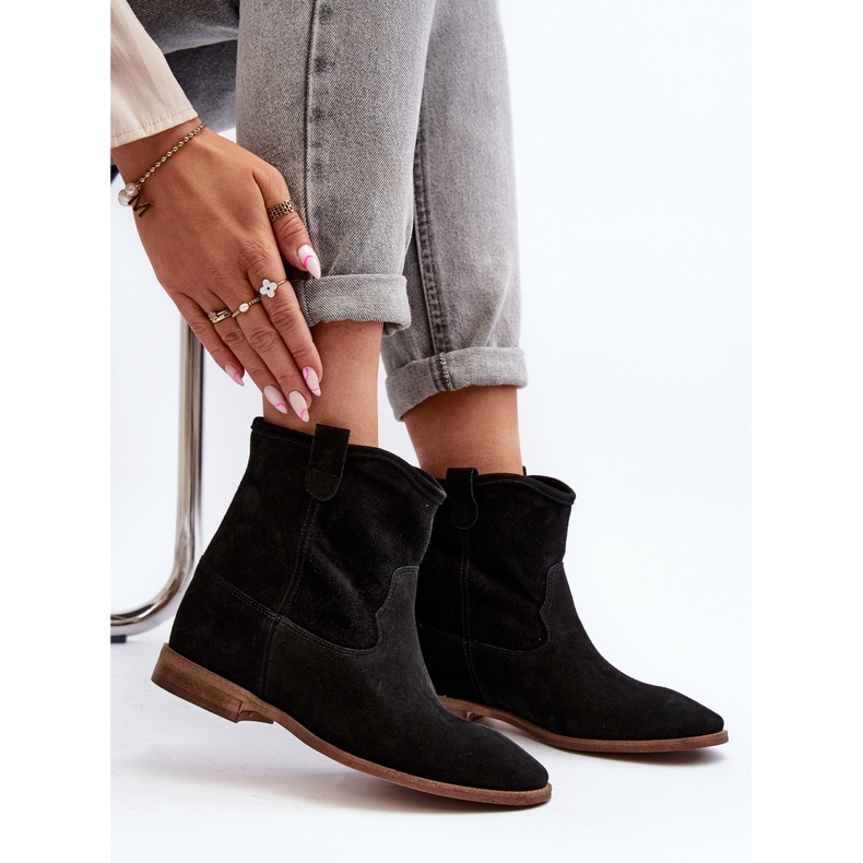 Zazoo 2326 Damen-Slip-On-Stiefeletten aus Wildleder, Schwarz 1