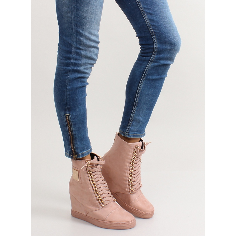 Schnürsneaker mit B-2 Pink-Plakette rosa 1