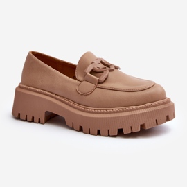 Klobige Damen-Mokassins mit Kette Beige Dataia 1