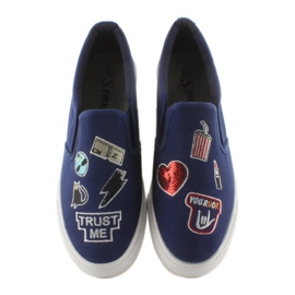 Turnschuhe zum Hineinschlüpfen mit Stickerei NB102P Dunkelblau marineblau 2