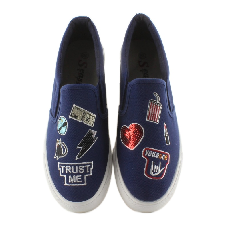 Turnschuhe zum Hineinschlüpfen mit Stickerei NB102P Dunkelblau marineblau 2