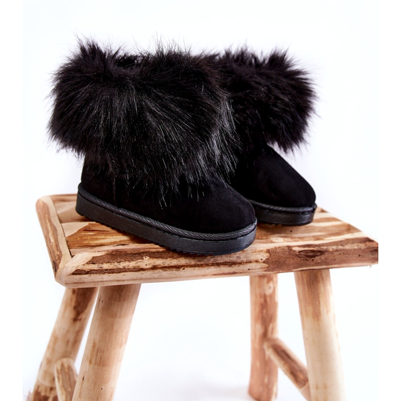 Kinder-Schneestiefel mit Fell, schwarz 3