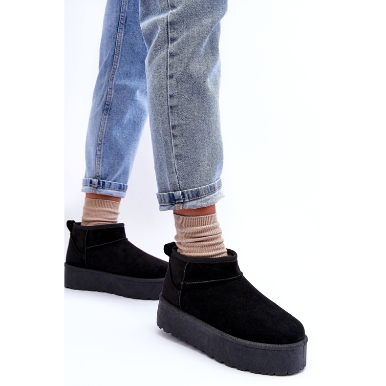 Damen Wildleder Schneestiefel schwarz 5