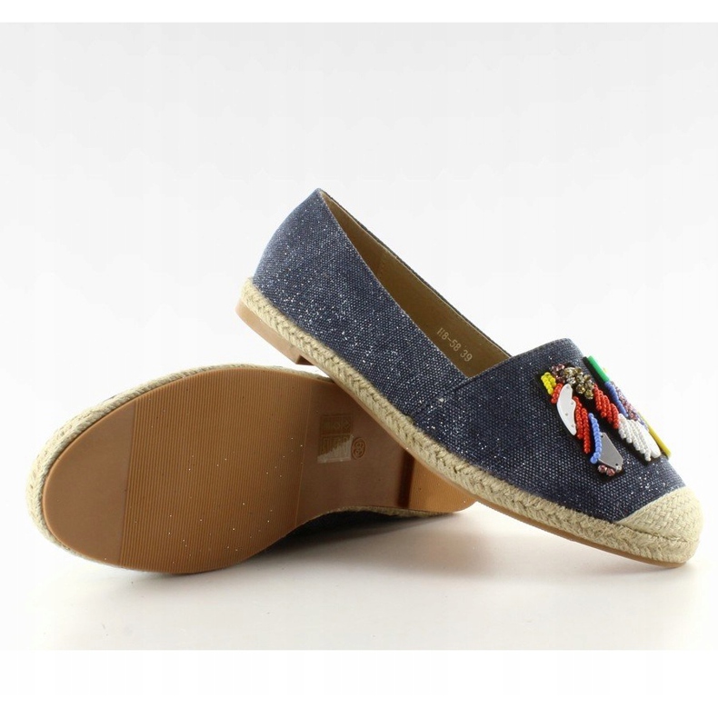Espadrilles mit bunten H8-58 D Blue Perlen blau 1
