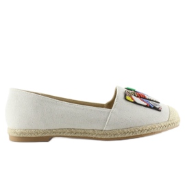 Espadrilles mit bunten H8-58 White Perlen weiß 1