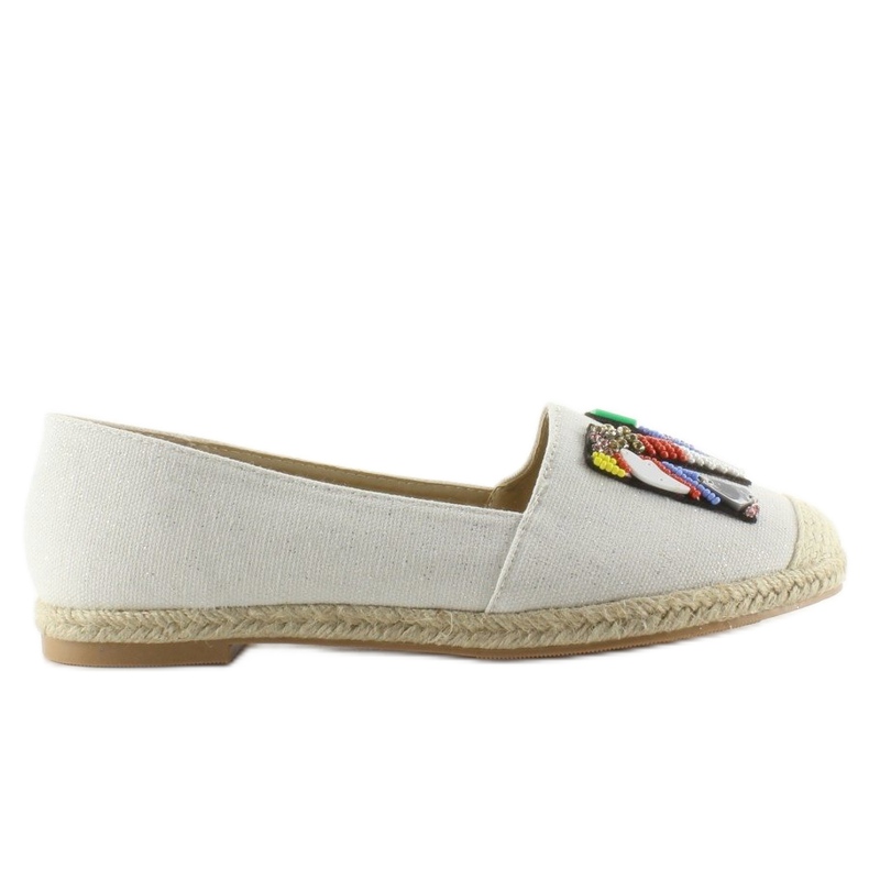 Espadrilles mit bunten H8-58 White Perlen weiß 1