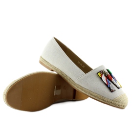 Espadrilles mit bunten H8-58 White Perlen weiß 2