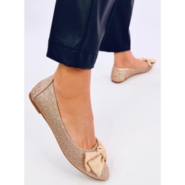 Elegante Betzi Champagner-Glitzer-Ballerinas golden 2