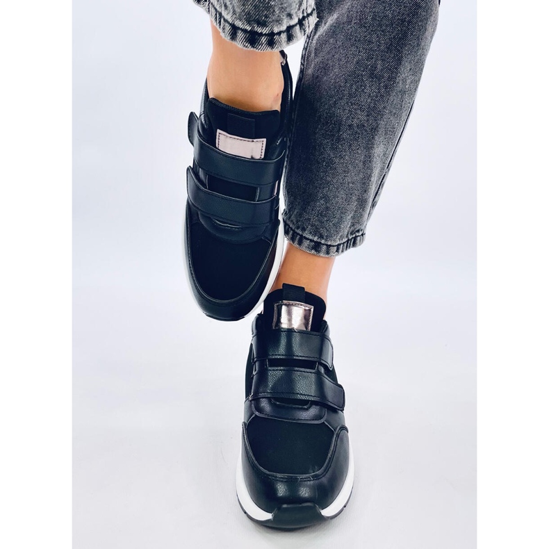 Moulton Schwarze Keilsneaker mit Klettverschluss 1