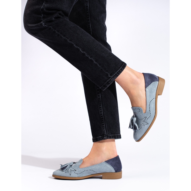 Durchbrochene Mokassins aus grauem Wildleder von Daszyński 2