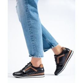 Schwarze durchbrochene Damen-Sneaker von Daszyński 1