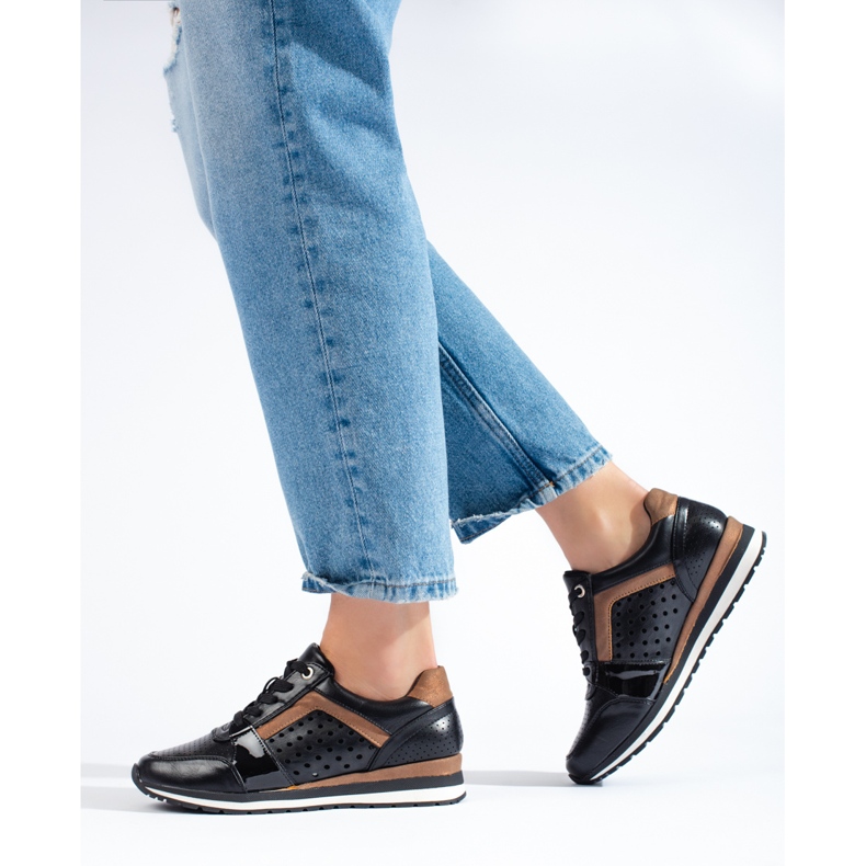 Schwarze durchbrochene Damen-Sneaker von Daszyński 1