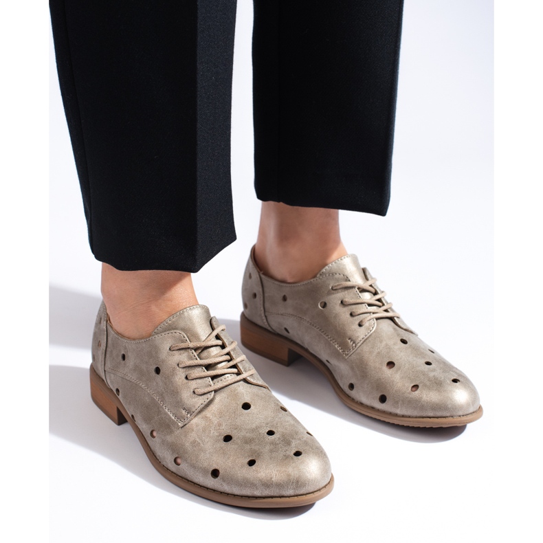 Daszyński goldene durchbrochene Damenschuhe 2