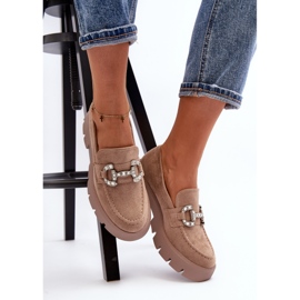 Damen-Mokassins mit Verzierung Beige Ellise 2