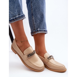Damen-Loafer aus Öko-Leder mit Kette, Beige Nohlies 2