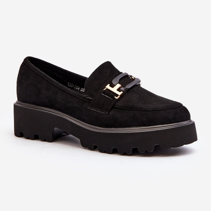 Damen-Mokassins mit Verzierung Schwarz Omavia 2