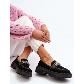 Damen-Mokassins mit dekorativem Riemen, schwarze Nancille 1