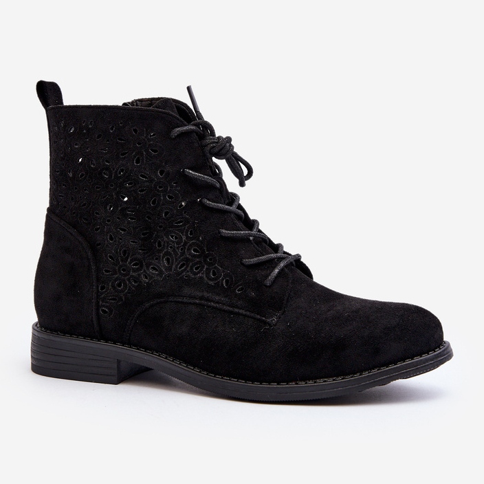 S.barski HY66-136 Damen Stiefeletten mit Muster, Schwarz 2