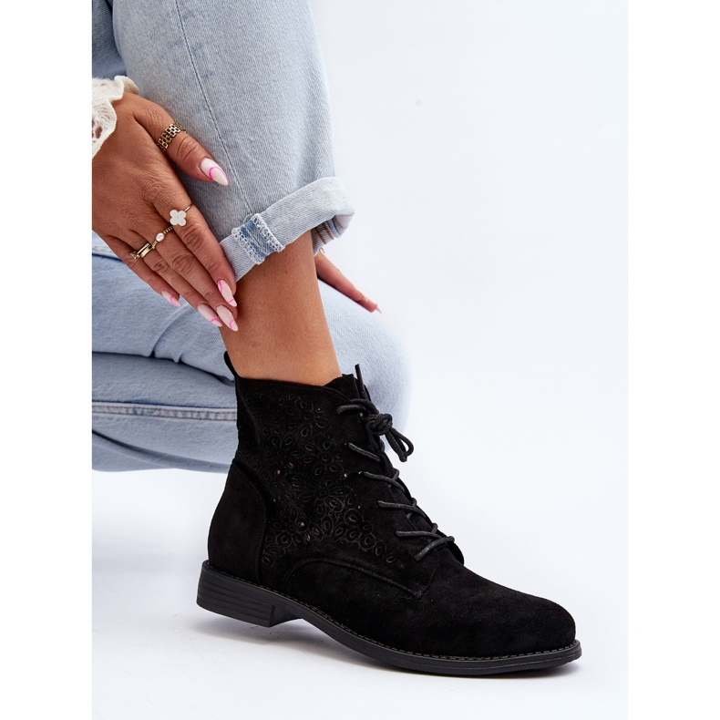 S.barski HY66-136 Damen Stiefeletten mit Muster, Schwarz 1