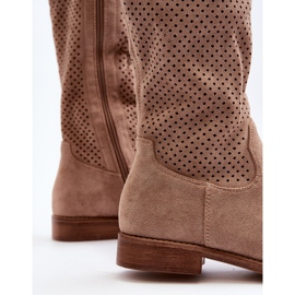 S.barski HY66-139 Beige durchbrochene Damenstiefel 1