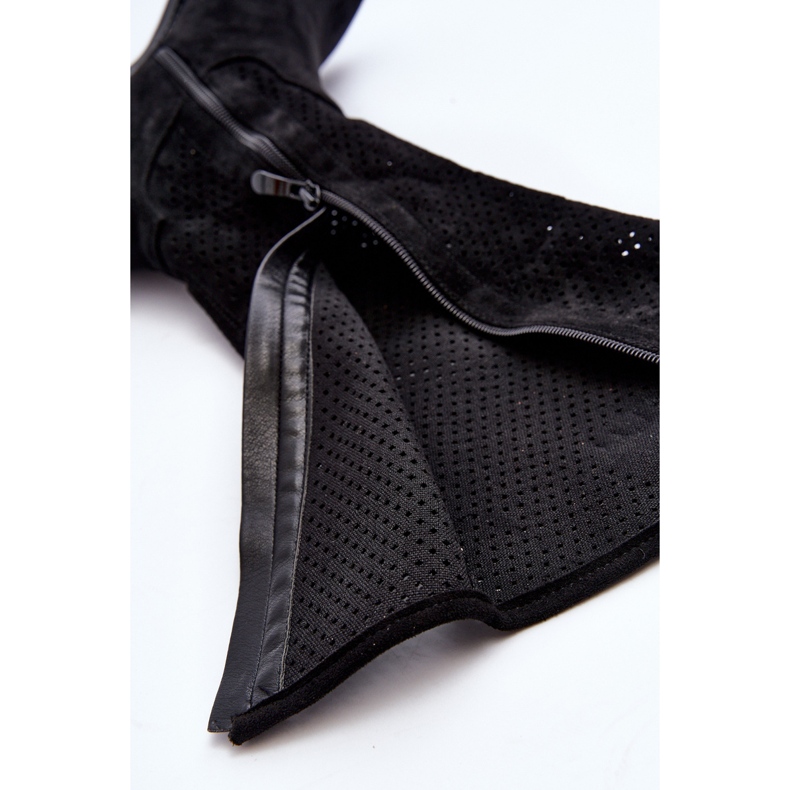 S.barski HY66-139 Durchbrochene Damenstiefel, Schwarz 1