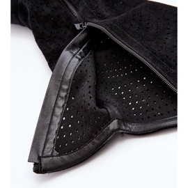 S.barski HY66-150 Durchbrochene Stiefel mit flachem Absatz, Schwarz 2