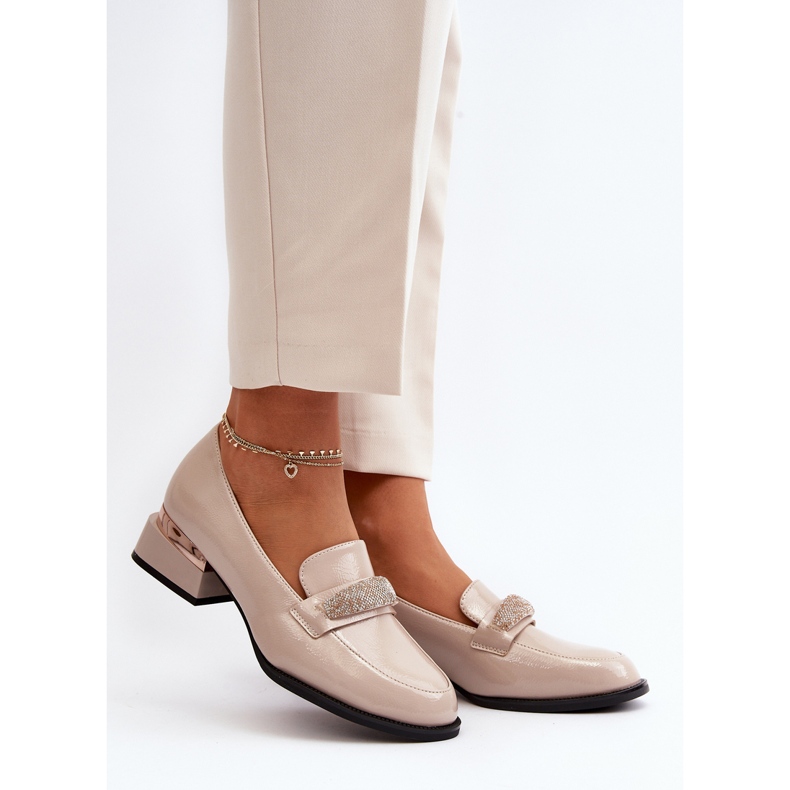 Vinceza Damen-Lackschuhe mit niedrigem Absatz, Beige Marilni 2